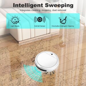 Pilipane Robot Vacuum Cleaner, Intelligent Sweeping Robotic Vacuum with Mop for Pet Hair, Hard Floor, Tile, Smart Sweeping Mopping Robot Set Helper for Home Office