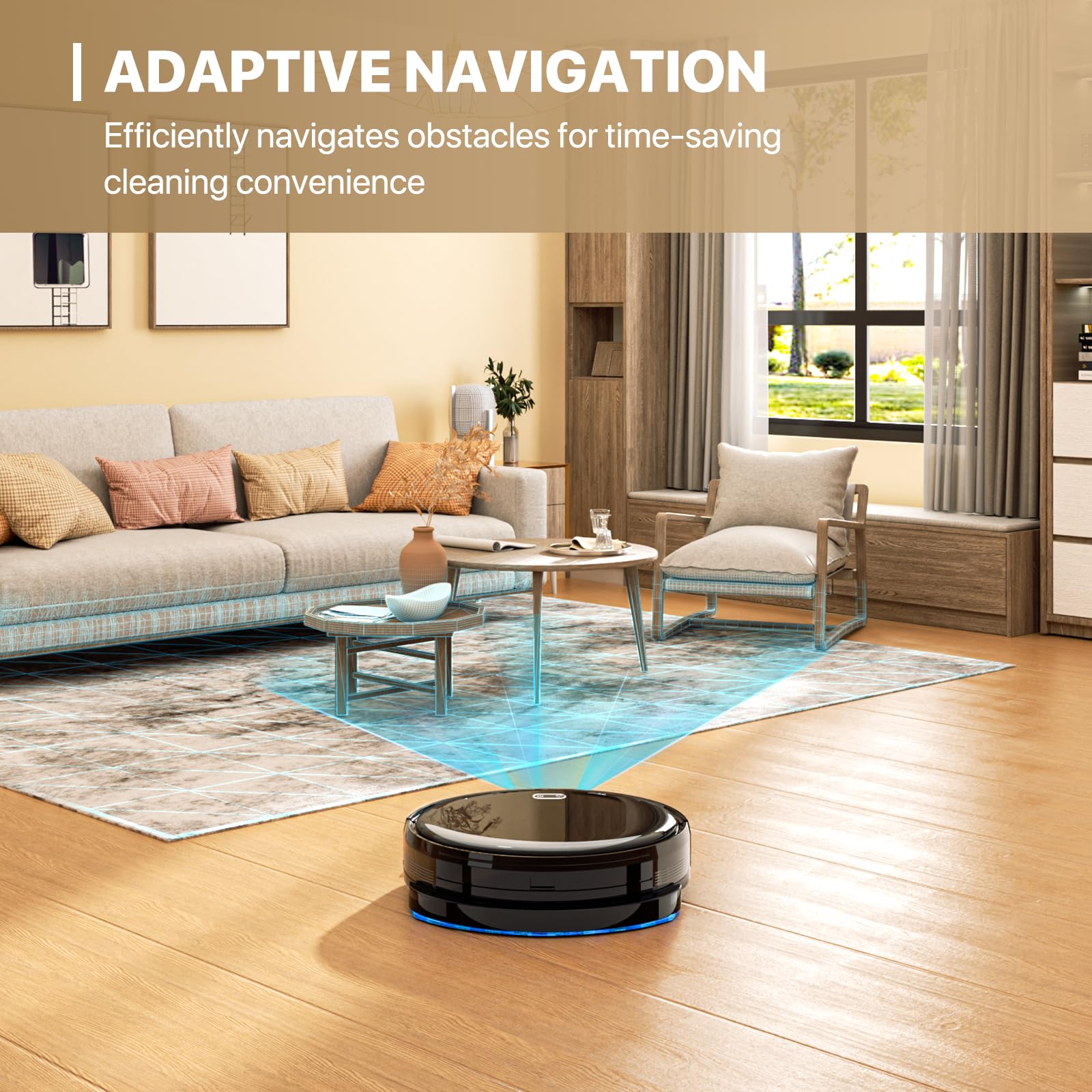 mollie Robot Vacuum and Mop with Wi-Fi/App, Automatic Self-Charging Robotic Vacuum Cleaner, 2800Pa Suction, Slim, Good for Hard Floors Carpets, Black