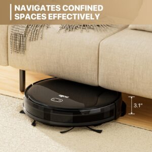 mollie Robot Vacuum and Mop with Wi-Fi/App, Automatic Self-Charging Robotic Vacuum Cleaner, 2800Pa Suction, Slim, Good for Hard Floors Carpets, Black