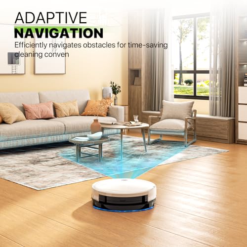 Magshion Robot Vacuum and Mop Combo, Wi-Fi/App, Automatic Self-Charging Robotic Vacuum Cleaner, 2800Pa Suction, Good for Hard Floors Carpets, White