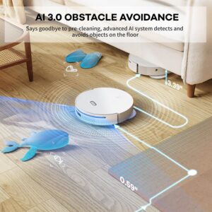 LYNKBEY M20 Pro Robot Vacuum and Mop Combo, Auto Mop Cleaning&Hot Air Drying, Self-Emptying&Refilling, Ultra Thin Robot Vacuum Cleaner, Compact Dock, 5000Pa Suction, AI Obstacle Avoidance, APP Control