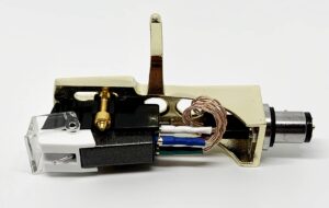 cartridge and stylus, conical needle and gold plated headshell with mounting bolts technics sl-1200, sl-1210, sl-1600, sl-1610, sl-1700, sl-235, sl-23a, sl-b2, sl-b202