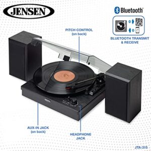 Jensen JTA-315 Dual Bluetooth Turntable (33/45/78 RPM) - 20 Watts (Black)