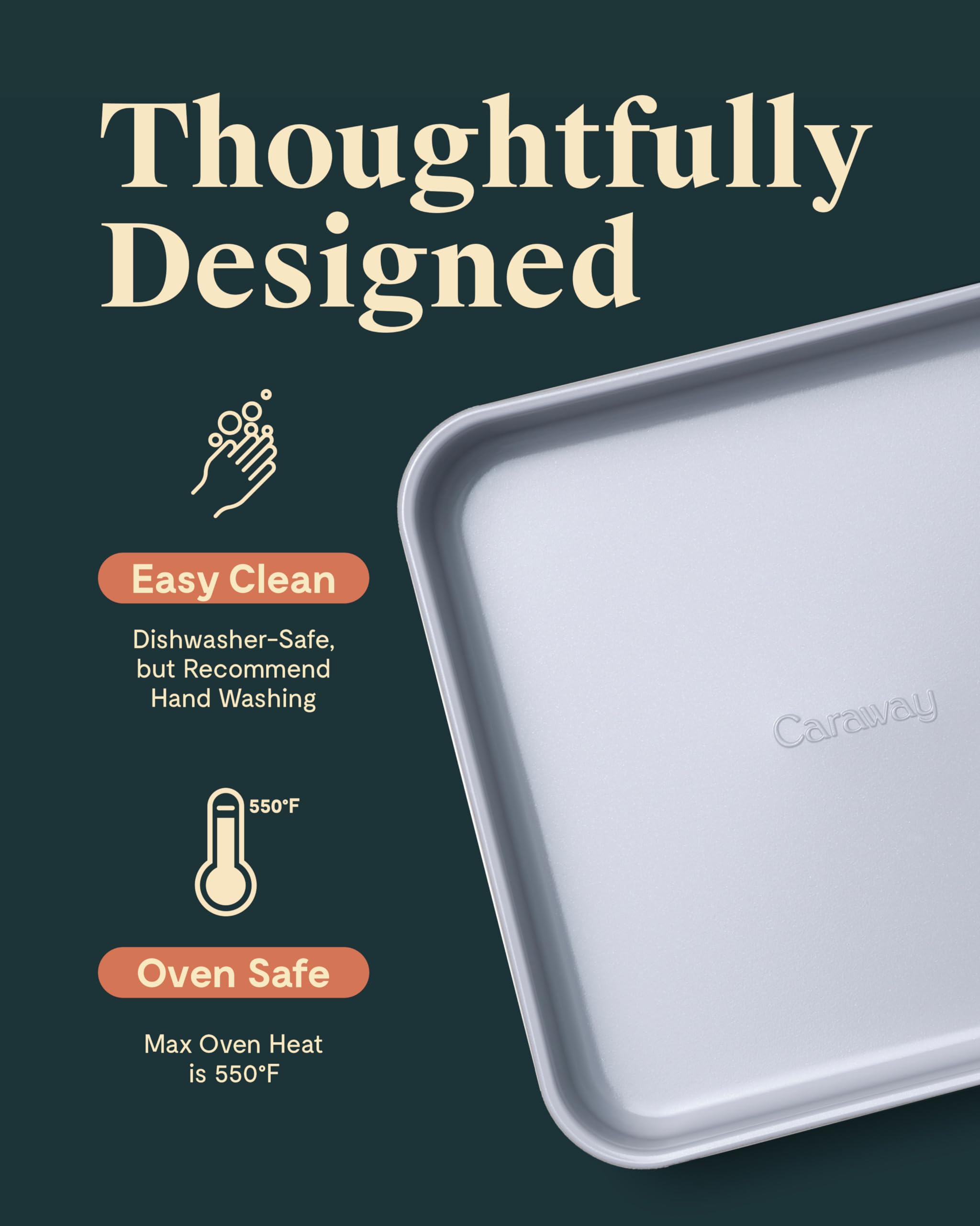 Caraway 9” Square Pan - Non-Stick Ceramic Coating - Free From Forever Chemicals - Cake Pan Perfect for Brownies, Lemon Bars, & More - Cream