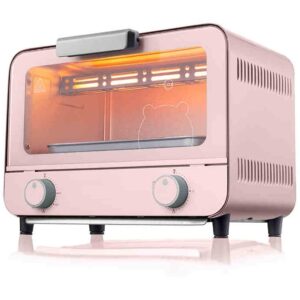 9l mini oven,with 800w adjustable temperature 50-230 ℃ and 30 minutes timer household baking multifunctional cake oven (pink)