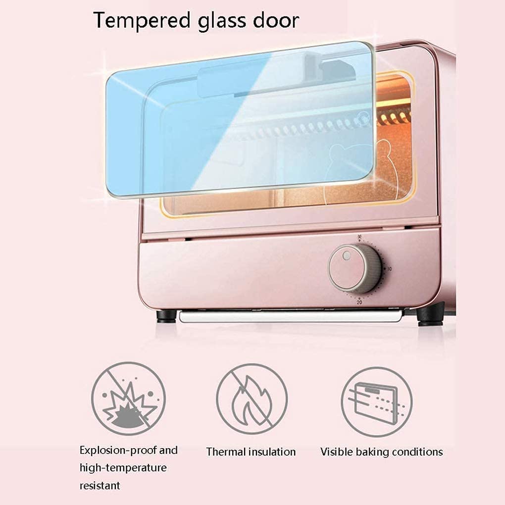 9L Mini Oven,with 800W Adjustable Temperature 50-230 ℃ and 30 Minutes Timer Household Baking Multifunctional Cake Oven (Pink)