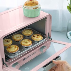 9L Mini Oven,with 800W Adjustable Temperature 50-230 ℃ and 30 Minutes Timer Household Baking Multifunctional Cake Oven (Pink)