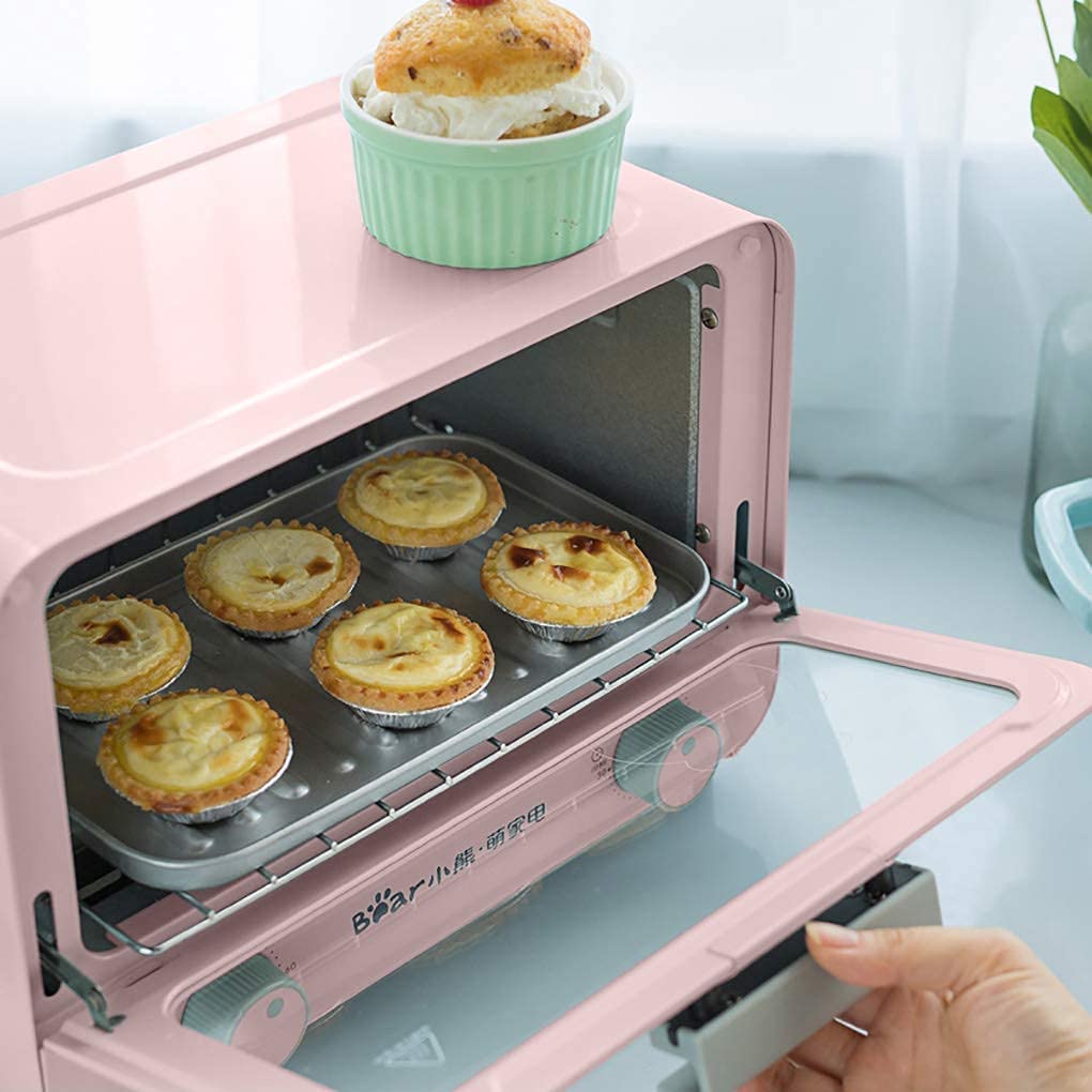 9L Mini Oven,with 800W Adjustable Temperature 50-230 ℃ and 30 Minutes Timer Household Baking Multifunctional Cake Oven (Pink)