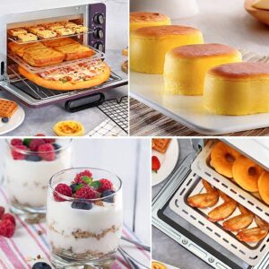 15L Mini Oven,Household Baking Automatic Oven,Adjustable Temperature Control 100-230 ℃ 60 Minutes Timer 1200W with Baking Tray (Red) (Purple)