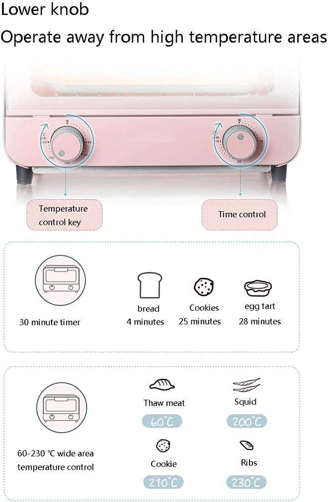 9L Mini Oven,Adjustable Temperature 60-230 ℃ and 30 Minutes Timer Multifunctional Home Baking Oven Baking Cake Convection Countertop Toaster Oven (Blue)