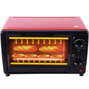 Multi-Function Electric Oven,Household 12L Air Fryer Mini Chicken Oven, High Temperature Baking Mini Cake Oven with Bakeware and Rack Red (Red)