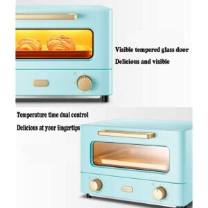 12L Mini Oven,Electric Cooker and Grill Home Baking Small Oven Timer Double Glass Door Top and Bottom 1000W (Red) (Blue)