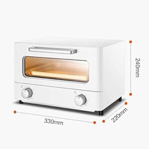 12L Mini Oven,Electric Cooker and Grill Home Baking Small Oven Timer Double Glass Door Top and Bottom Heat Convection Countertop Toaster Oven (White) (White)