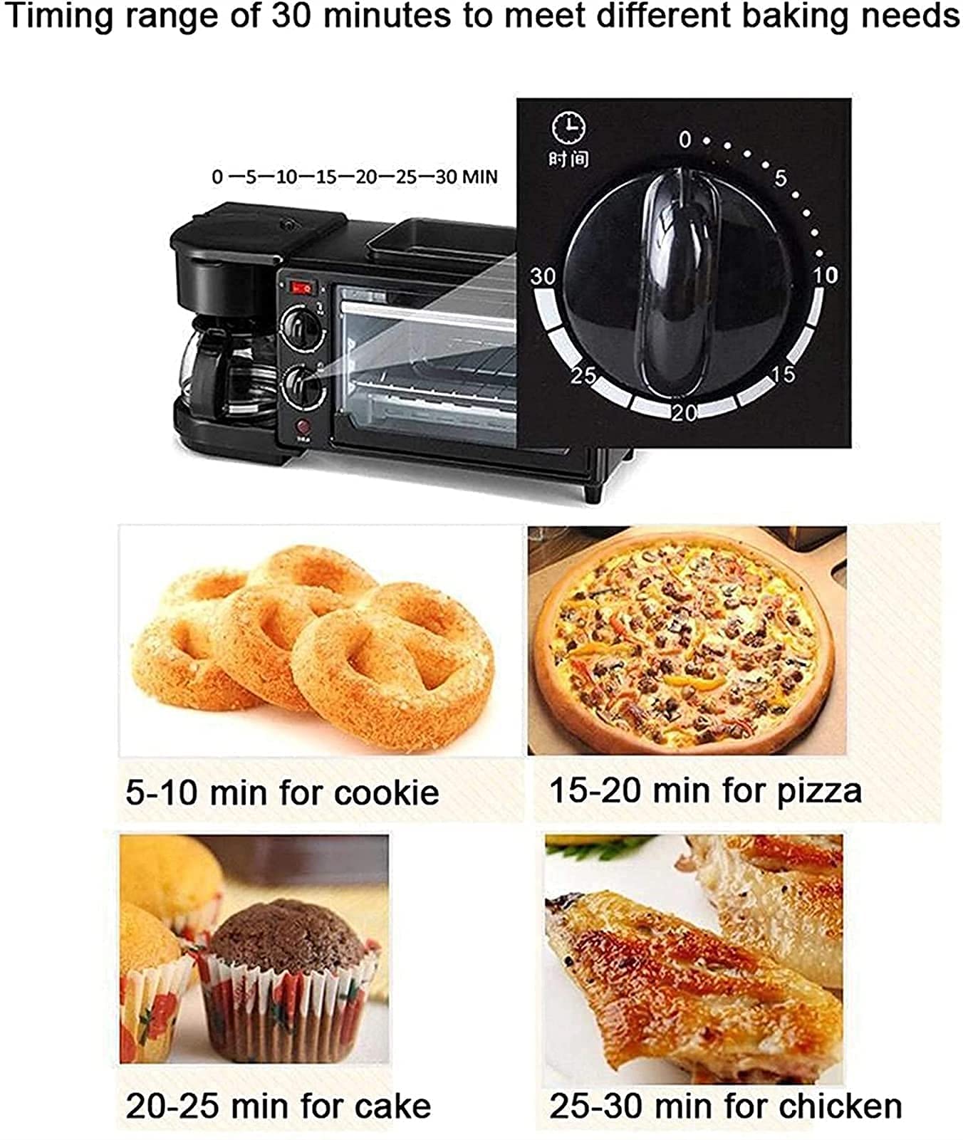 Tabletop Electric Oven Breakfast Machine Electric Baking Bakery Roast Oven Grill Multifunction Coffee Maker Pizza Oven Egg Omelette Frying Pan Toaster