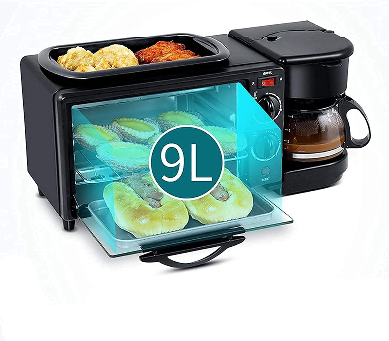 Tabletop Electric Oven Breakfast Machine Electric Baking Bakery Roast Oven Grill Multifunction Coffee Maker Pizza Oven Egg Omelette Frying Pan Toaster