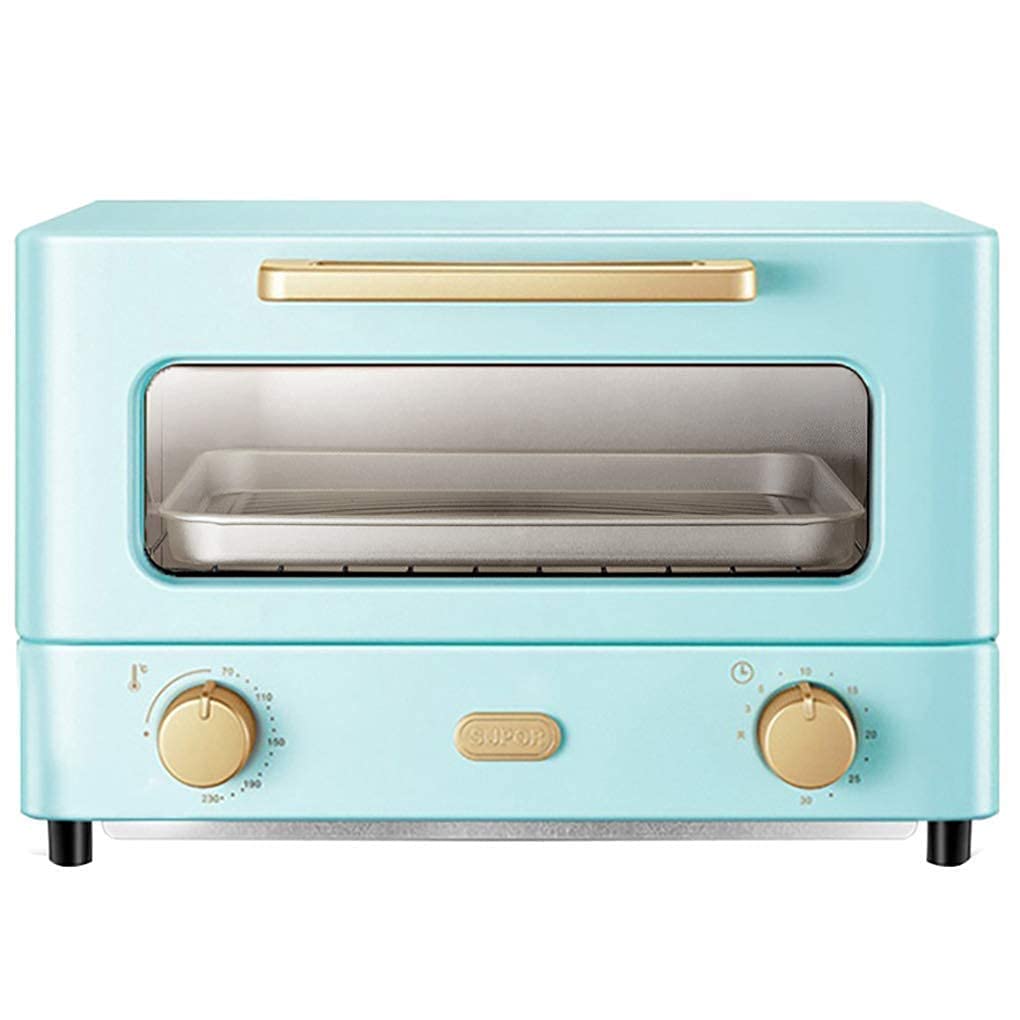 12L Mini Oven, Home Baking Small Oven Timer Double Glass Door Top and Bottom Convection Countertop Toaster Oven