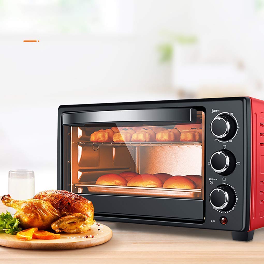 Mini Oven 23 L,Electric Oven 1300 W Adjustable Temperature 70-250 ℃ and 60 Minutes Timer with 3 Heating Functions for Baking Cooking Grill Toaster Oven Happy Life