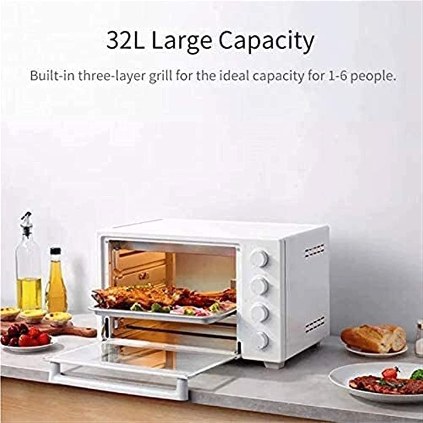 Tabletop Electric Oven 32L Household Mini Electric Oven 1600W Baking Pie Food Intelligent Baking Oven Constant Temperature