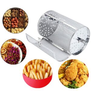 Rotisserie Basket,Air Fryer Oven Cages, 360 Degree Rotatable Heating Stainless Steel Oven Racks Oven Basket, Roaster Drum Oven for Rotisserie, Baking Nuts, Coffee Beans, Flower, Tea, BBQ Roaster Tool