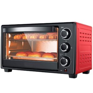 mini oven 23 l,electric oven 1300 w adjustable temperature 70-250 ℃ and 60 minutes timer with 3 heating functions for baking cooking grill (red)