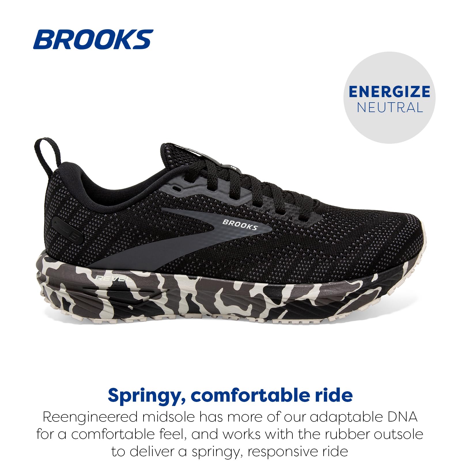 Brooks Women’s Revel 6 Neutral Running Shoe - Black/Luna Rock - 9 Medium