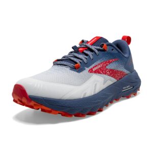 brooks women’s cascadia 17 trail running shoe - white/navy/bittersweet - 8 medium