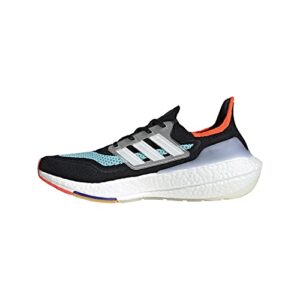 adidas men's ultraboost-21 trail running shoe, black/white/aqua, 8.5