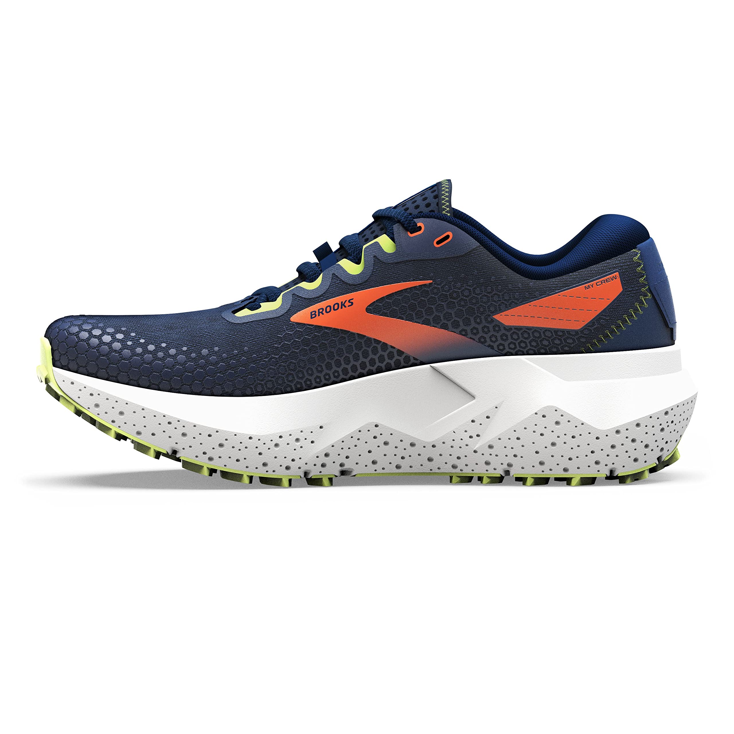 Brooks Men’s Caldera 6 Trail Running Shoe - Navy/Firecracker/Sharp Green - 9 Medium