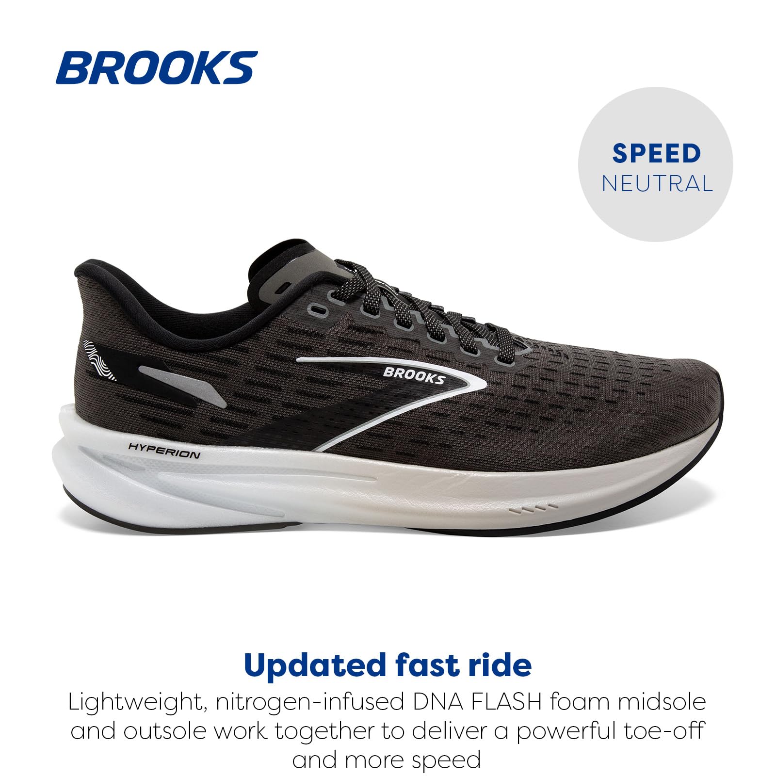 Brooks Men’s Hyperion Neutral Running Shoe - Gunmetal/Black/White - 10 Medium