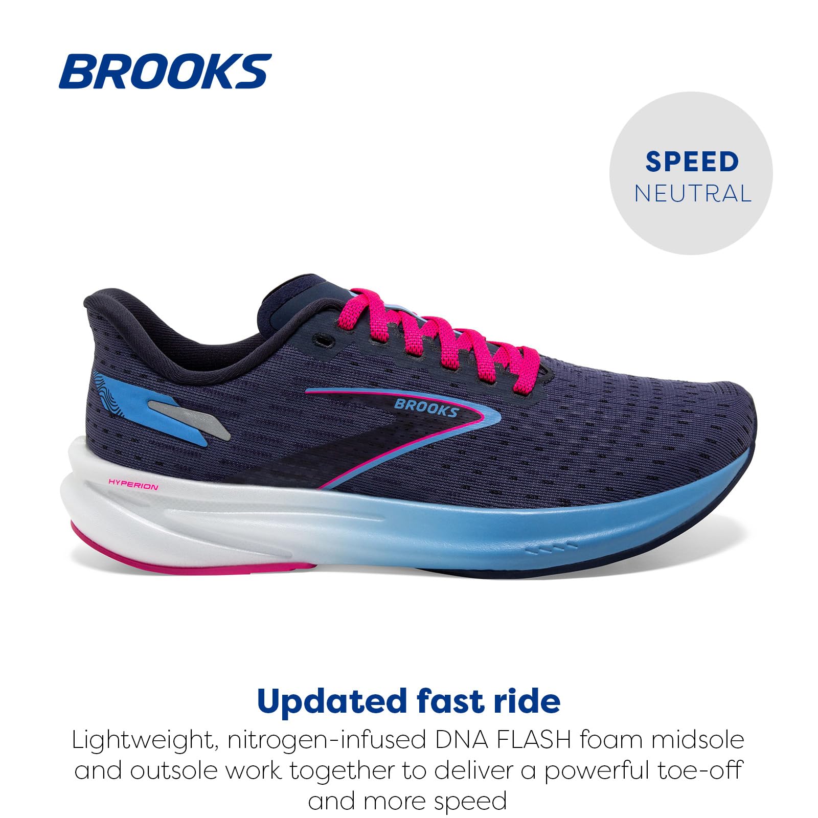 Brooks Women’s Hyperion Neutral Running Shoe - Peacoat/Open Air/Lilac Rose - 9 Medium