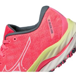 Mizuno Women's Wave Inspire 19 Running Shoe, High/Vis Pink/Snow White, 8