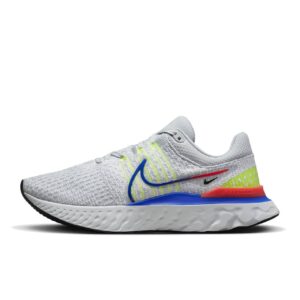 Nike Men's React Infinity Run Flyknit 3 Running Shoes, Pure Platinum/Racer Blue, 10.5 M US