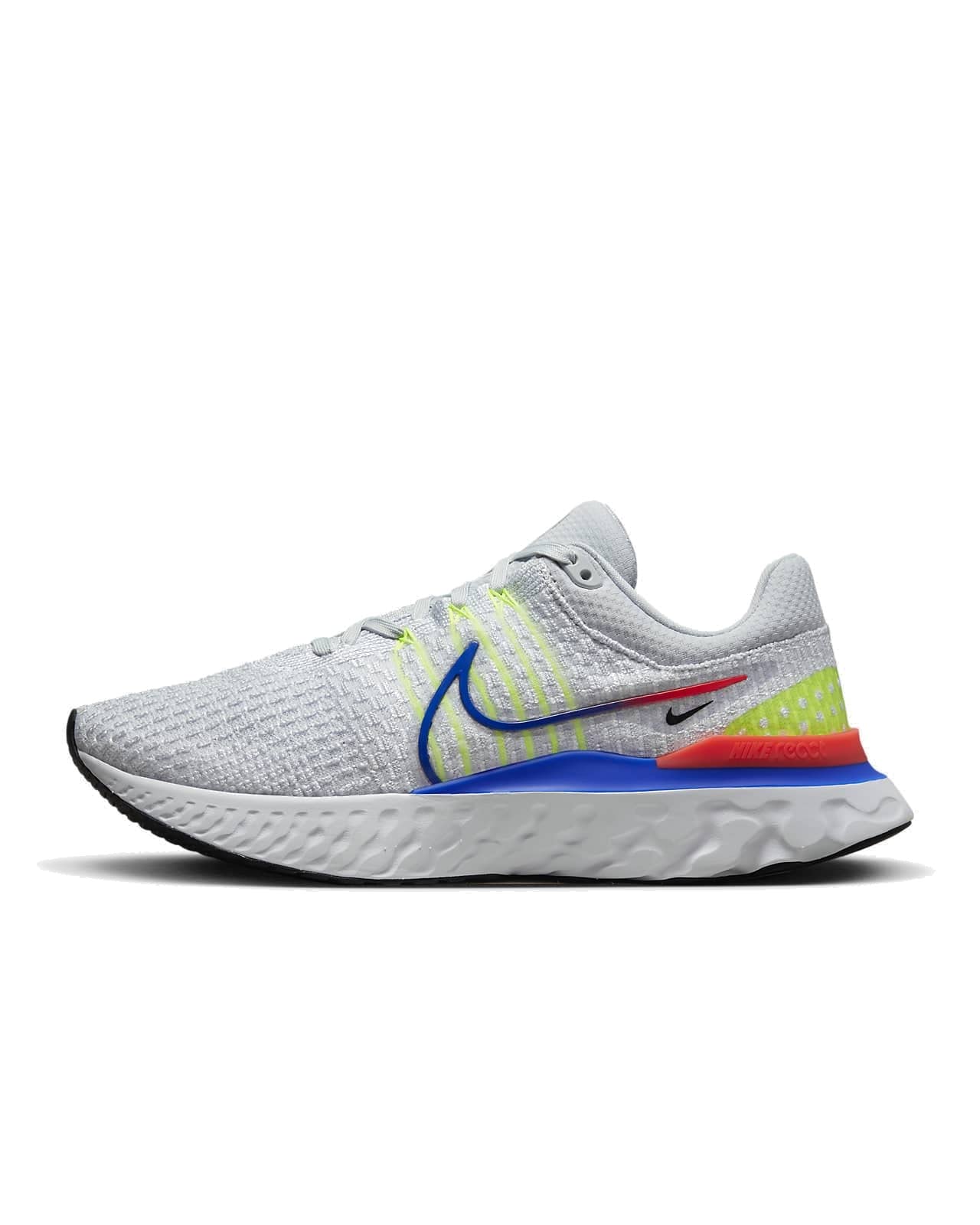 Nike Men's React Infinity Run Flyknit 3 Running Shoes, Pure Platinum/Racer Blue, 10.5 M US