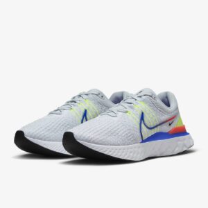 Nike Men's React Infinity Run Flyknit 3 Running Shoes, Pure Platinum/Racer Blue, 10.5 M US