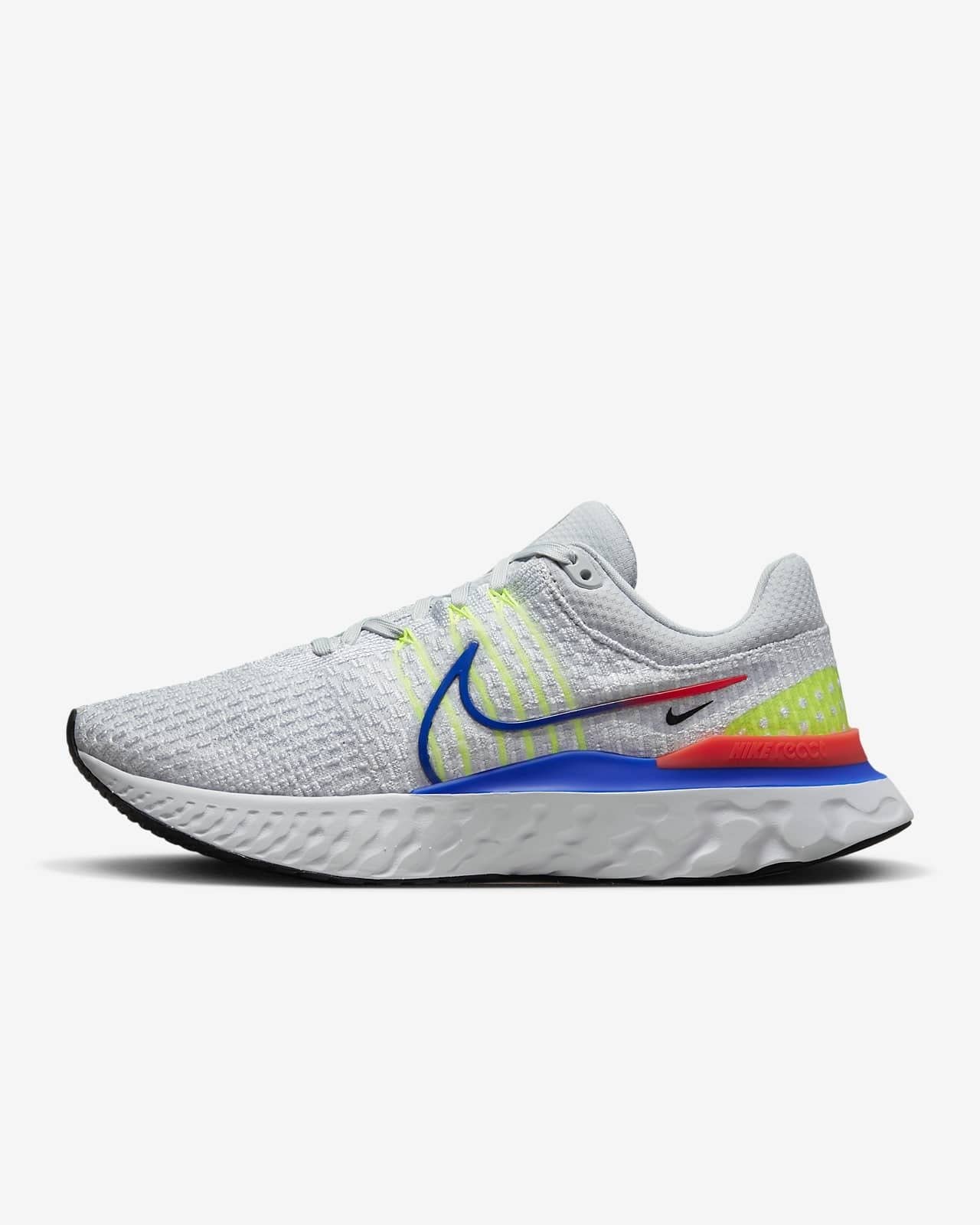 Nike Men's React Infinity Run Flyknit 3 Running Shoes, Pure Platinum/Racer Blue, 10.5 M US