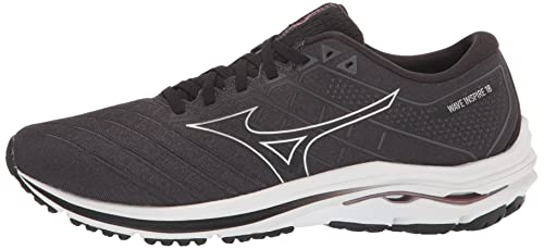 Mizuno Women's Wave Inspire 18 Running Shoe, Black/Silver, 10