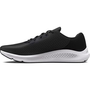 under armour men's charged pursuit 3 running shoe, black (001)/white, 12