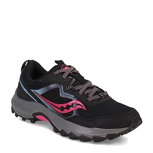 Saucony womens Excursion Tr16 Trail Running Shoe, Black/Fuchsia, 7 US