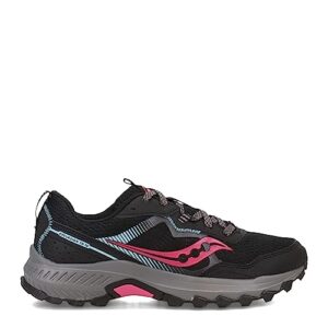 Saucony womens Excursion Tr16 Trail Running Shoe, Black/Fuchsia, 7 US