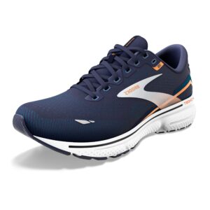 brooks men's ghost 15 neutral running shoe - peacoat/blue/orange pop - 11.5 medium