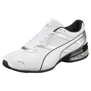 puma men's tazon 6 fm cross training sneaker, puma white-puma silver-puma black, 7