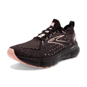 brooks women’s glycerin stealthfit 20 neutral running shoe - black/pearl/peach - 8 medium