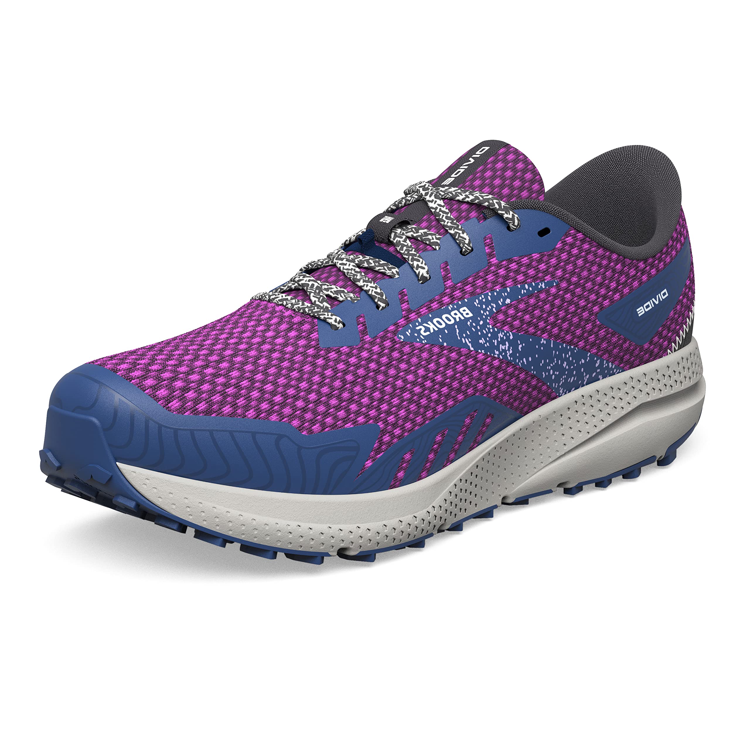 Brooks Women’s Divide 4 Trail Running Shoe - Purple/Navy/Oyster - 9.5 Medium