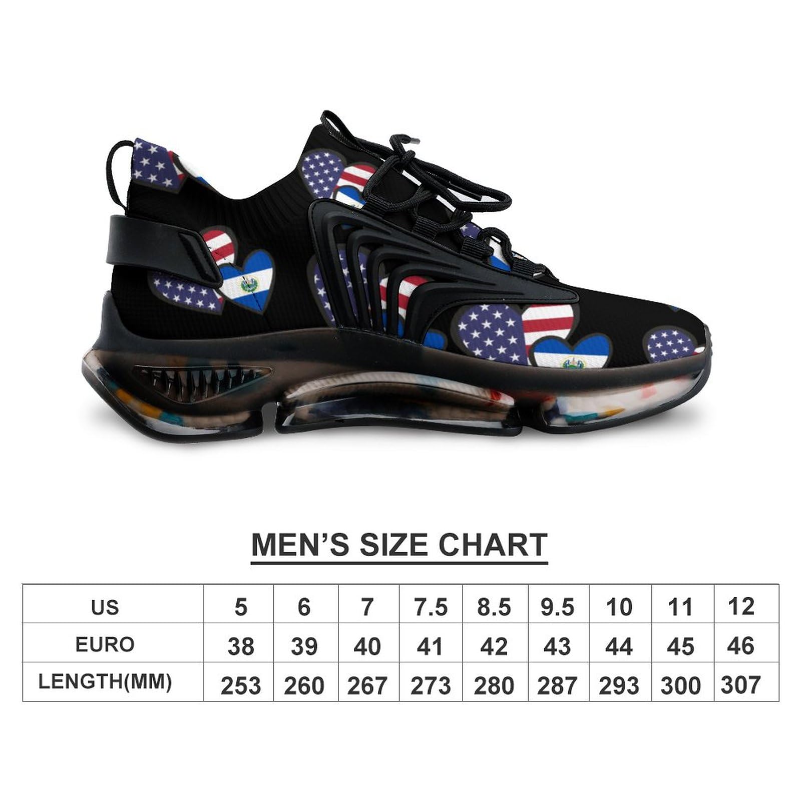 Interlocking Hearts American El Salvador Flag Sport Shoes for Men Women Non Slip Lightweight Breathable Walking Running Shoes 8women/6men