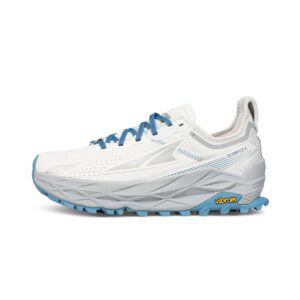 altra women's olympus 5 running shoe - white/blue, 6.5 m us