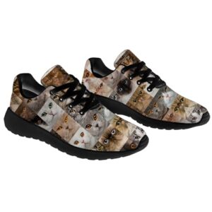 Womens Mens Cat Shoes Running Shoes Tennis Walking Sneakers Cat Kitty Theme Print Shoes Gifts for Women Men,Size 9 Men/10.5 Women Black