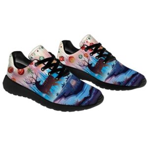 Womens Mens Deer Shoes Running Shoes Tennis Walking Sneakers Reindeer Deer Animal Xmas Shoes Gifts for Women Men,Size 9 Men/10.5 Women Black