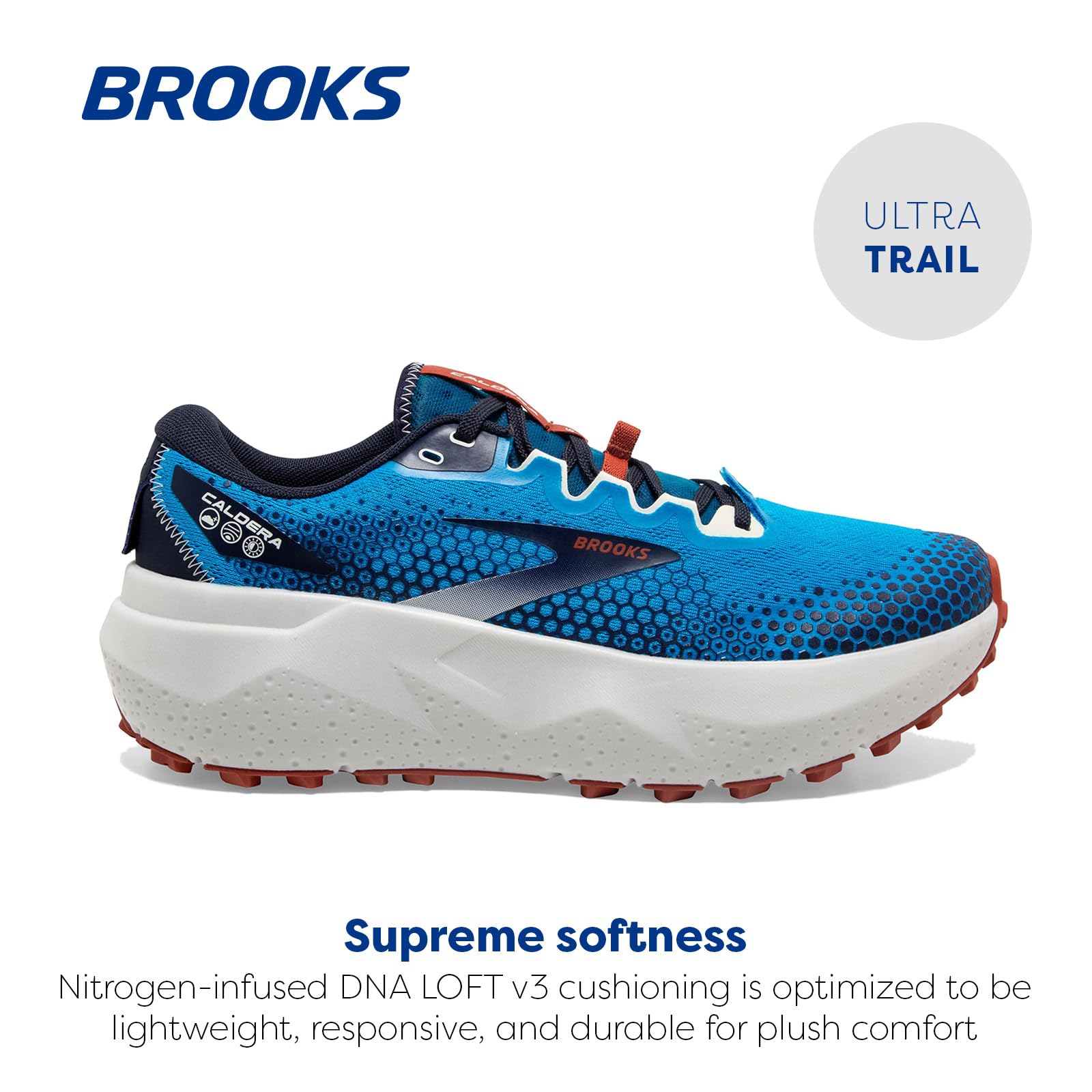 Brooks Men’s Caldera 6 Trail Running Shoe - Peacoat/Atomic Blue/Rooibos - 14 Medium