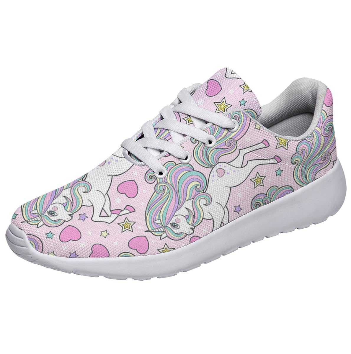 Unicorn Shoes for Women Tennis Running Shoes Cute Unicorn with Rainbow Sneakers Gifts for Girls Ladies White Size 5