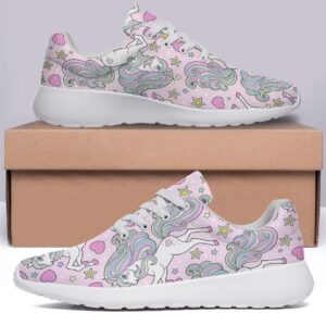 Unicorn Shoes for Women Tennis Running Shoes Cute Unicorn with Rainbow Sneakers Gifts for Girls Ladies White Size 5